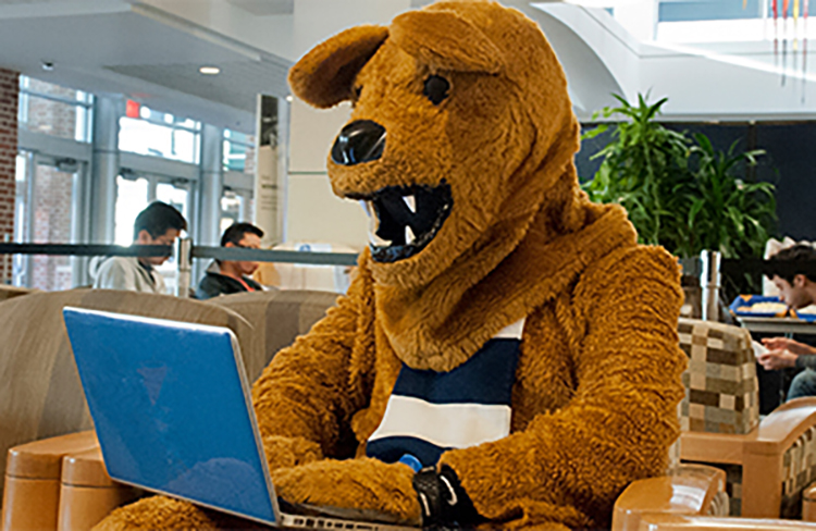 Nittany Lion on a laptop