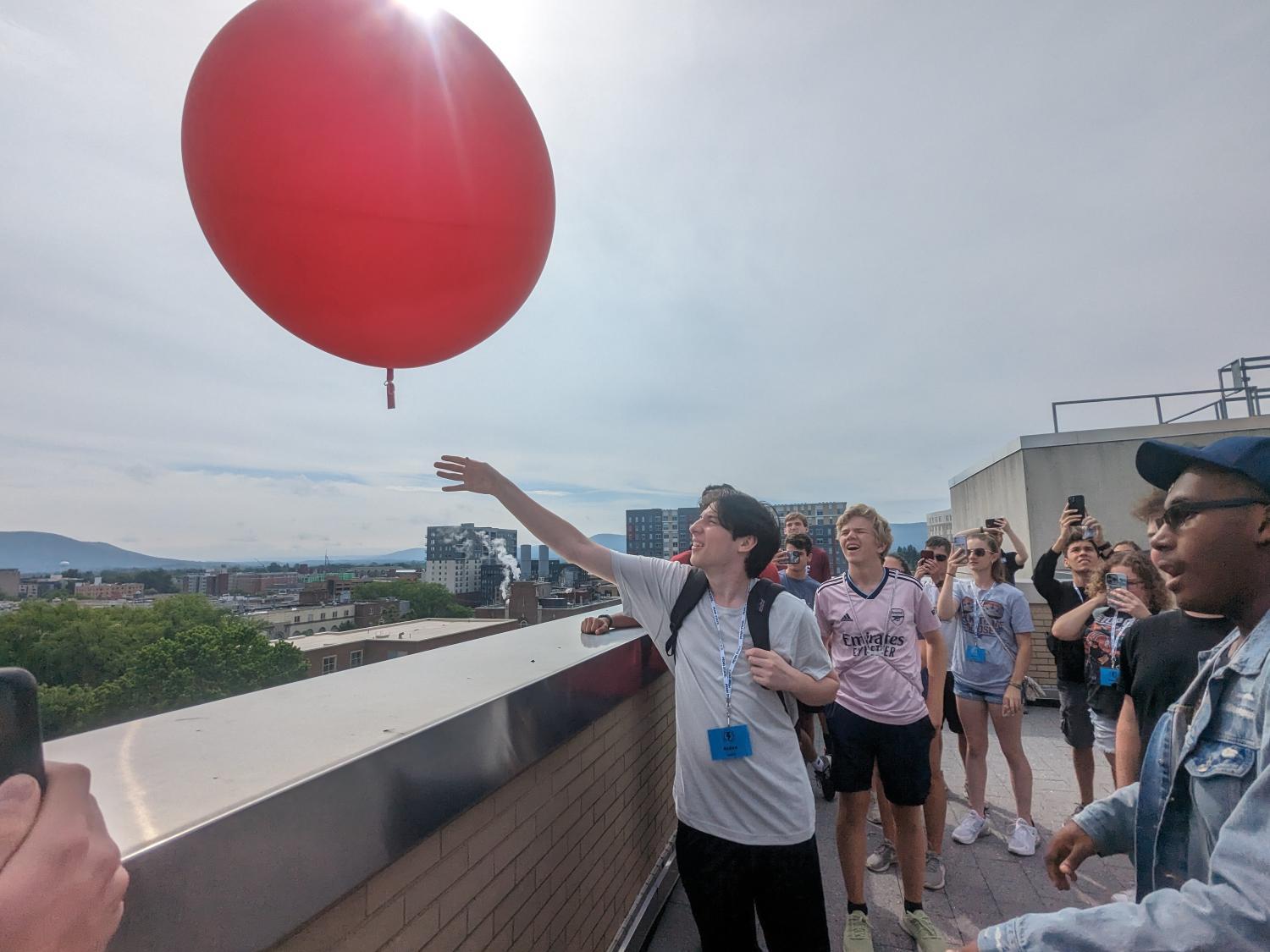 Weather balloon launch from the roof of Walker Building